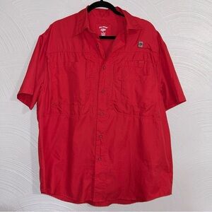 Reel Legends Men’s Button Up Fishing Shirt M Red USA Outdoor Vented